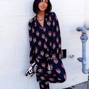 LALA ORIGINAL: OOS Long Sleeve Plisse Set in Tigress Size Medium